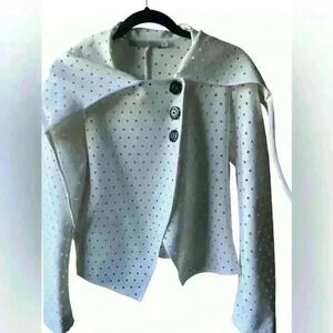 silvia tcherassi Blazer Jacket White Sz m Avant Garde Coquette Long Sleeve